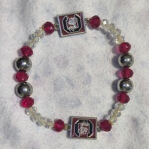 Elegant Red and Silver Beaded Bracelet